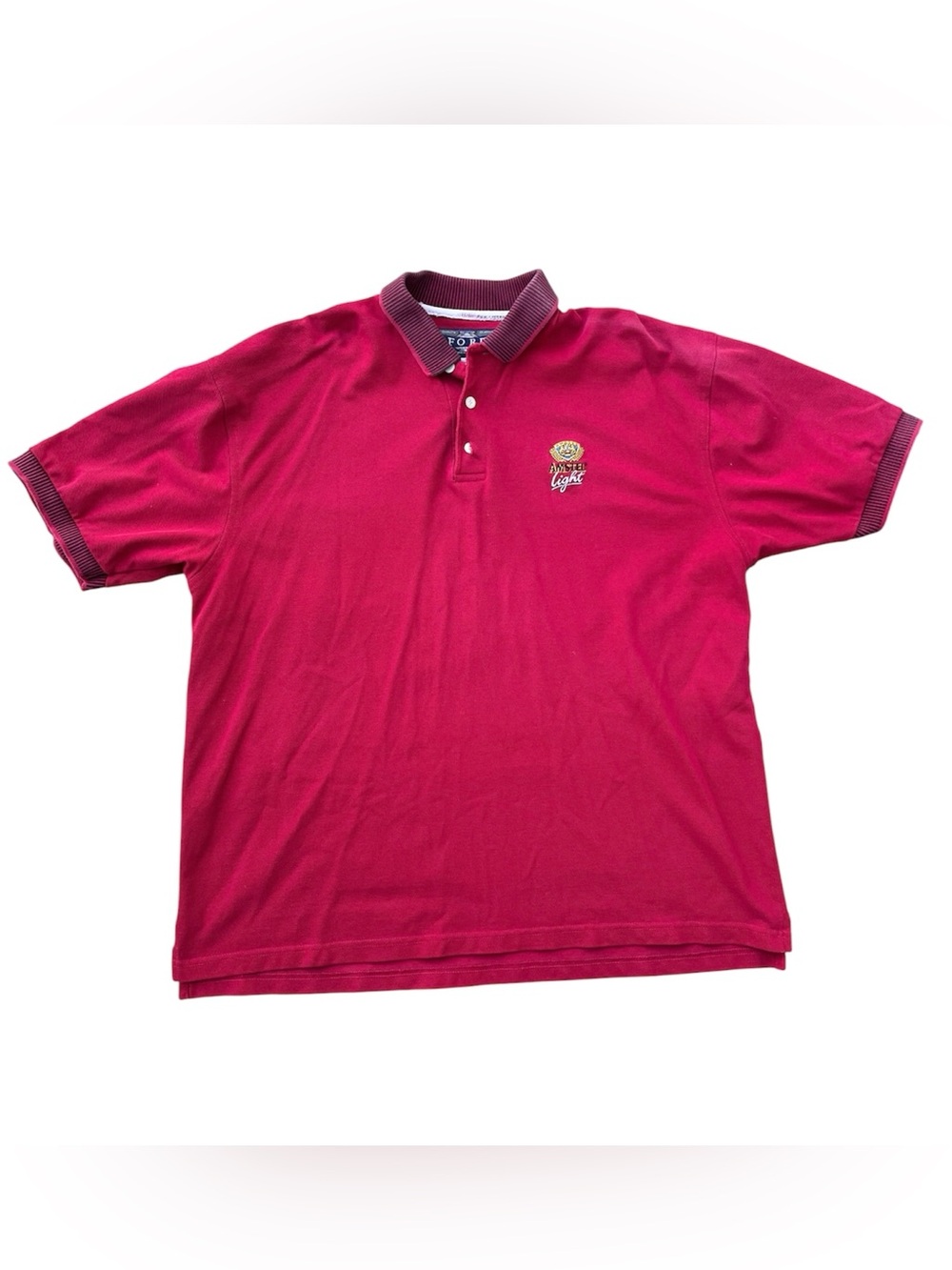 Vintage Fore Golfwear Amstel Light Polo Shirt Men L Red Cotton Made in USA